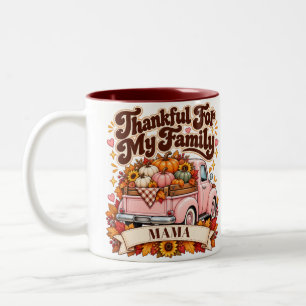 Benutzerdefinierter Name Dankbare Familie Erntedan Zweifarbige Tasse