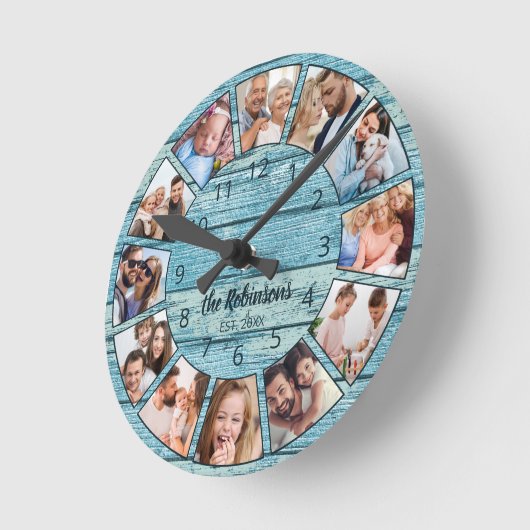 Benutzerdefinierter Name der FotoCollage Natural W Runde Wanduhr (Winkel)
