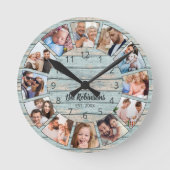 Benutzerdefinierter Name der FotoCollage Natural W Runde Wanduhr (Vorderseite)