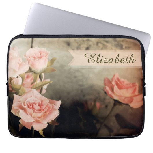 Benutzerdefinierter Name der rosa Rose Laptopschutzhülle (Vorderseite)
