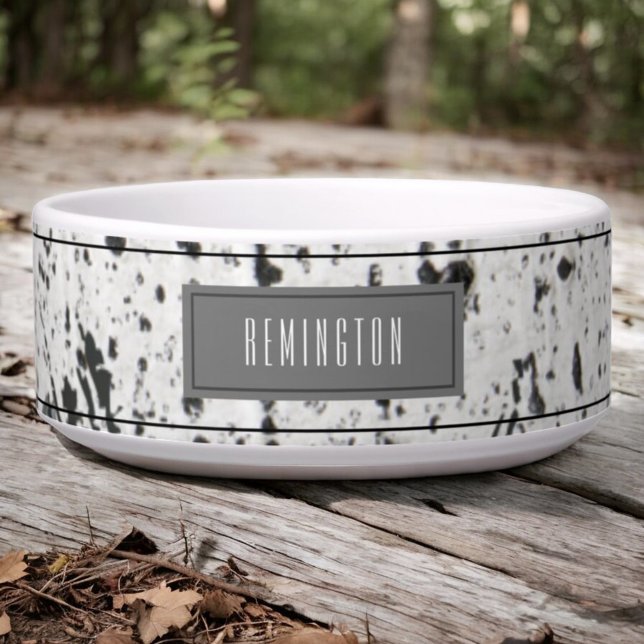 Benutzerdefinierter Name des Begleiters Rustikaler Napf (custom pet bowl front)