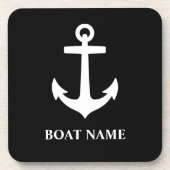 Benutzerdefinierter Name des Bootes Schwarz und We Getränkeuntersetzer (Vorderseite)