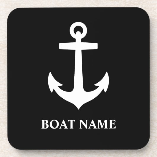 Benutzerdefinierter Name des Bootes Schwarz und We Getränkeuntersetzer (Vorderseite)