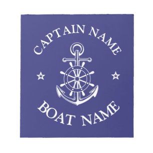 Benutzerdefinierter Name des Boots Kapitäns Marine Notizblock