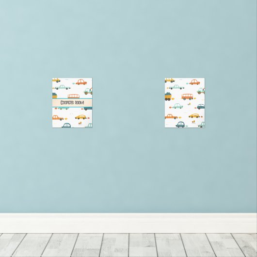 Benutzerdefinierter Name des Fahrzeugs pastellblau Bilderwand Sets (Holzboden)