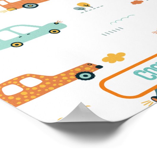 Benutzerdefinierter Name des Fahrzeugs pastellblau Poster (Ecke)