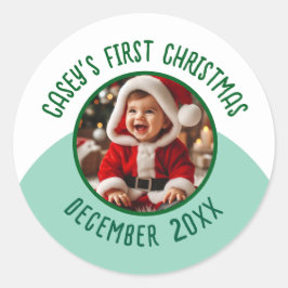 Benutzerdefinierter Name des Fotos fügen dem Baby  Runder Aufkleber