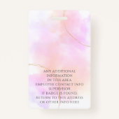 Benutzerdefinierter Name des Fotos Gold Rosa Farbs Ausweis (Rückseite)