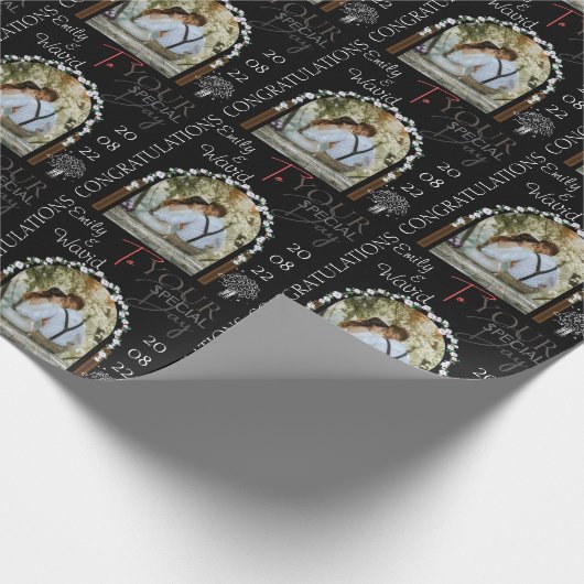 Benutzerdefinierter Name des Fotos und Datum Stilv Geschenkpapier (Ecke)