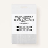 Benutzerdefinierter Name des Mitarbeiters, Foto, B Ausweis (Rückseite)