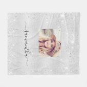 Benutzerdefinierter Name des Silver Glitzer-Fotos Fleecedecke (Vorderseite (Horizontal))