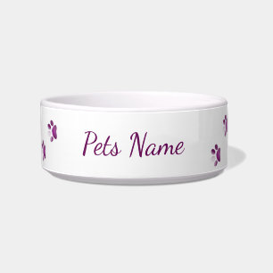 Benutzerdefinierter Name des Tieres Lila Paw Print Napf