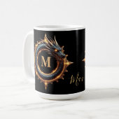 🐉 Benutzerdefinierter Name Drache Fantasy-Symbol Kaffeetasse (Vorderseite Links)