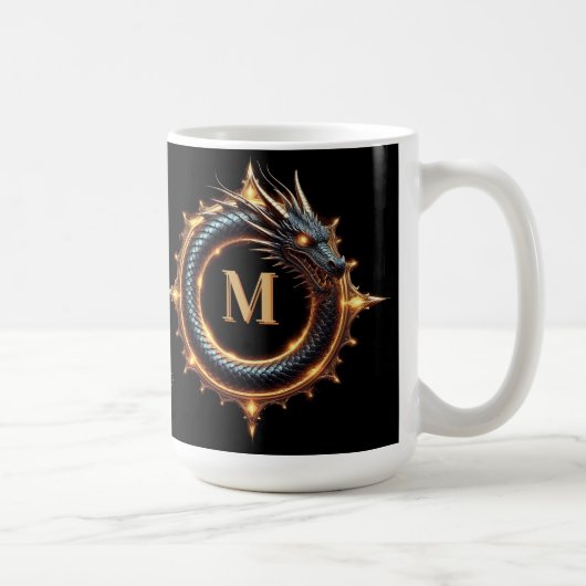 🐉 Benutzerdefinierter Name Drache Fantasy-Symbol Kaffeetasse (Rechts)