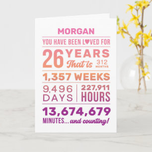 Benutzerdefinierter Name Du bist 26 Jahre geliebt  Karte
