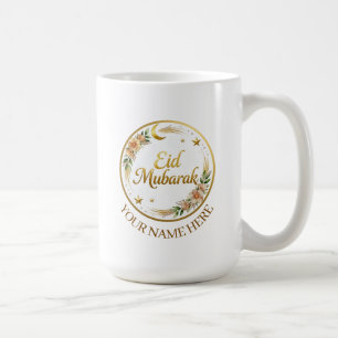 Benutzerdefinierter Name Eid Mubarak Floral Golden Kaffeetasse