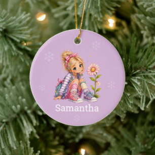 Benutzerdefinierter Name eines Mädchens mit blonde Keramik Ornament