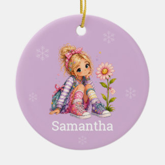 Benutzerdefinierter Name eines Mädchens mit blonde Keramik Ornament
