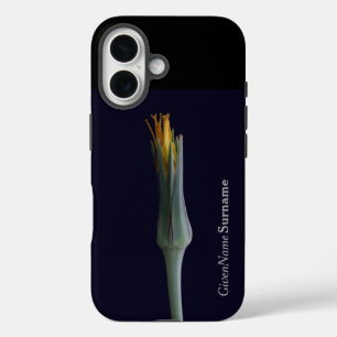 Benutzerdefinierter Name Elegante Blume Grün Gelb iPhone 16 Hülle