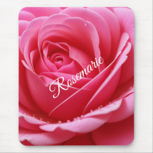 Benutzerdefinierter Name Elegante Rosenblume Mousepad