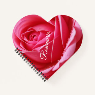 Benutzerdefinierter Name Elegante Rosenblume  Notizblock