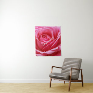 Benutzerdefinierter Name Elegante Rosenblume Wandteppich