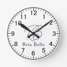 Benutzerdefinierter Name Elegante runde Wanduhr De