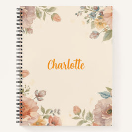 Benutzerdefinierter Name elegantes Vintage-Blumenm Notizblock