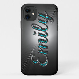 Benutzerdefinierter Name "Emily" in Türkis- und Si Case-Mate iPhone Hülle