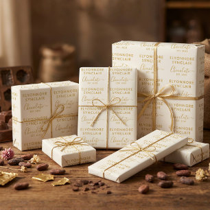 Benutzerdefinierter Name Est. Datum Gold Elfenbein Geschenkpapier