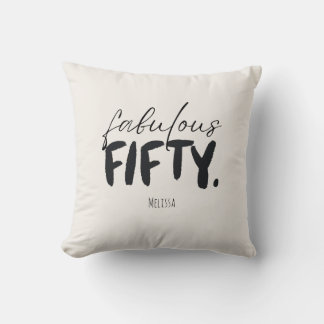 Benutzerdefinierter Name Fabulous Fifty Beige Schw Kissen