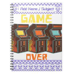 Benutzerdefinierter Name/Fach Game Over Retro Game Notizblock