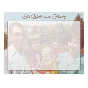 Benutzerdefinierter Name Familienfoto Retro Schrif Notizblock