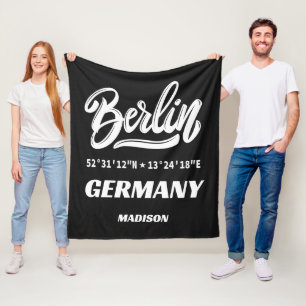 Benutzerdefinierter Name & Farbe Berlin Deutschlan Fleecedecke