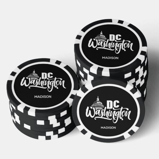 Benutzerdefinierter Name & Farbe Washington DC Pokerchips (Stapel)