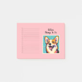 Benutzerdefinierter Name Farbiger Corgi Pop Art Post-it Klebezettel (Vorderseite)