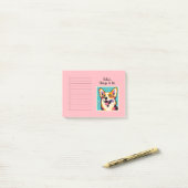 Benutzerdefinierter Name Farbiger Corgi Pop Art Post-it Klebezettel (Auf Schreibtisch)