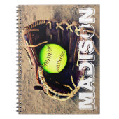 Benutzerdefinierter Name Fastfeld-Softball-Noteboo Notizblock (Vorderseite)