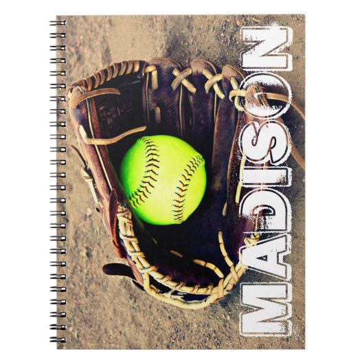 Benutzerdefinierter Name Fastfeld-Softball-Noteboo Notizblock (Vorderseite)