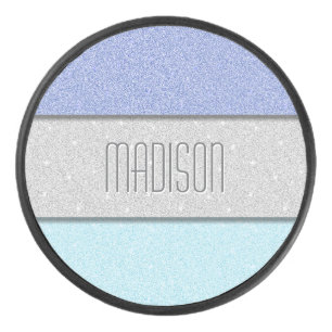 Benutzerdefinierter Name Faux Glitter Bling Eishockey Puck