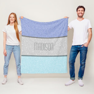 Benutzerdefinierter Name Faux Glitter Bling Fleecedecke