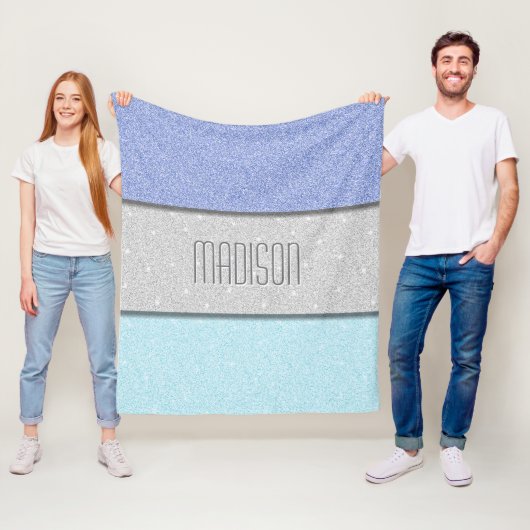 Benutzerdefinierter Name Faux Glitter Bling Fleecedecke (Beispiel)