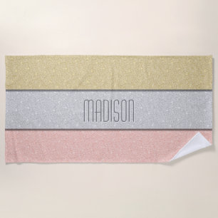 Benutzerdefinierter Name Faux Glitter Bling Strandtuch