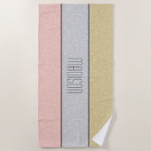 Benutzerdefinierter Name Faux Glitter Bling Strandtuch (Vorderseite)