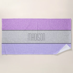 Benutzerdefinierter Name Faux Glitter Bling Strandtuch