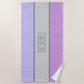 Benutzerdefinierter Name Faux Glitter Bling Strandtuch (Vorderseite)