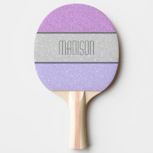 Benutzerdefinierter Name Faux Glitter Bling Tischtennis Schläger