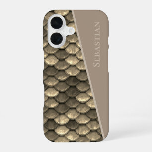 Benutzerdefinierter Name Faux Metallische Schuppen iPhone 16 Hülle