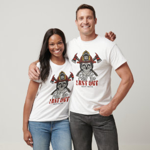 Benutzerdefinierter NAME Feuerwehrmann First In La T-Shirt