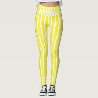 Benutzerdefinierter Name Fitnessstudio Gelb und We Leggings